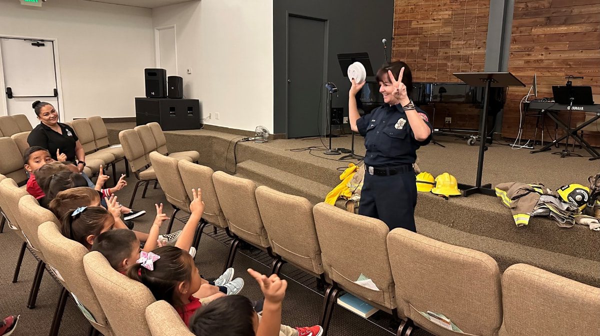 Firefighter Teaching Preschoolers About Fire Safety